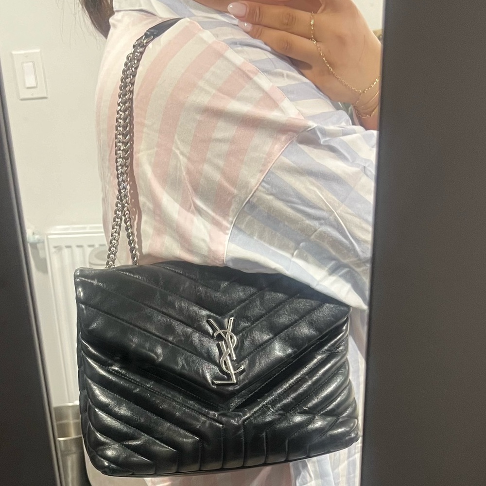 Loulou Small YSL Shoulder Bag in Quilted Leather black